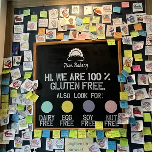 a blackboard covered in post - it notes