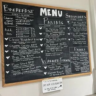 Menu board