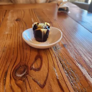 Chocolate rose filled with lemon custard and raspberry sauce. 10/10