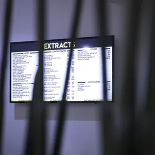 Essence Cannabis Dispensary -  Interior of Dispensary - Menus