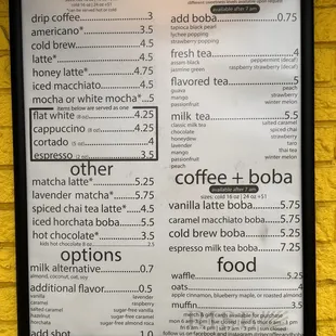 Their menu as of 05/17/24