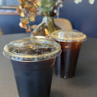 Cold brew with hazelnut &amp; vanilla and Americano