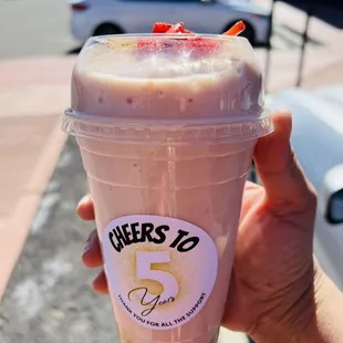Strawberry banana milkshake