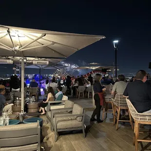 View of fireworks and music from the bar