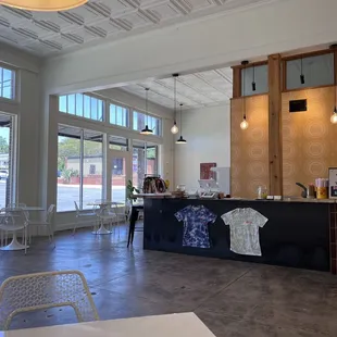 a kitchen and dining area