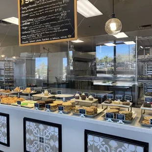 a variety of pastries on display