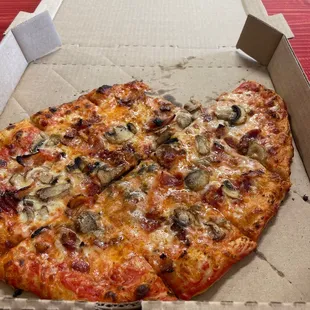 Pepperoni and mushroom pizza