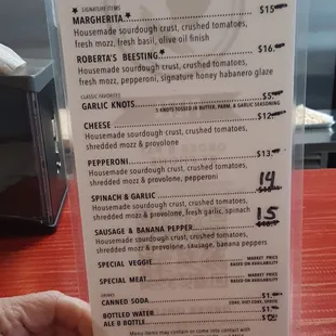 menu