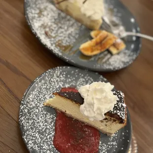 Basque-Style Cheesecake (Slice) and Banana Cream Pie