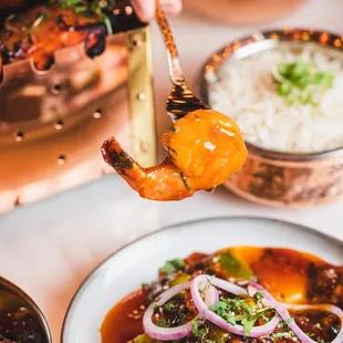 a plate of food being served