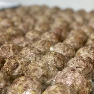 a tray of meatballs
