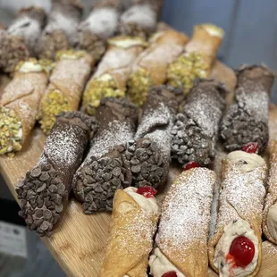 a variety of pastries on a cutting board