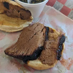 Brisket sandwich, just one slice of brisket.