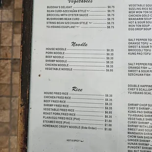 Menu prices