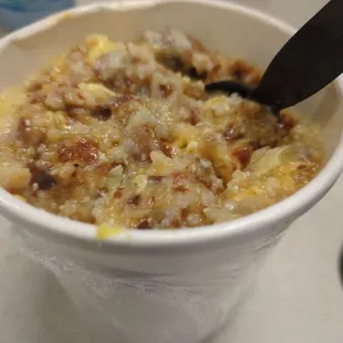 Bacon, egg, and cheese grit bowl