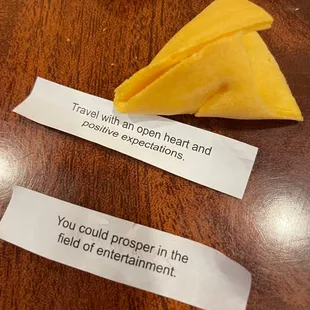 Great food with a fortune cookie