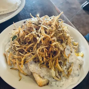 The haystack, which he liked but enjoyed the pancakes he added even more.