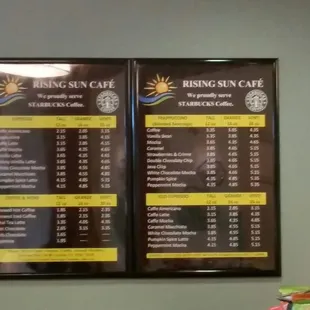 menus on the wall