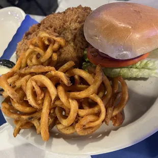 Pork tenderloin with curly fries