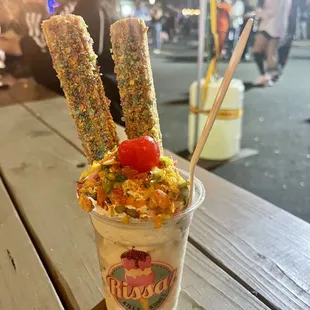 Fruity Pebbles churro sundae