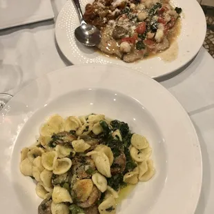 Pasta special and veal topped with crab and shrimp- both good!