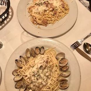 Linguine Clams and Pasta Alia Carbonara
