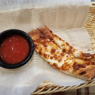 Last couple pieces of cheesy bread