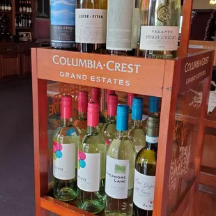 a display of wine bottles