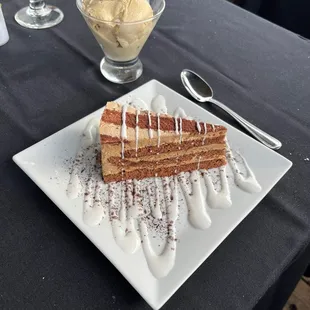 Cappuccino Cake  and Pistachio gelato