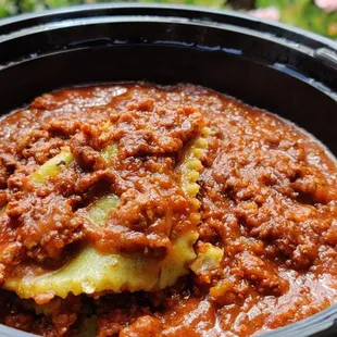 Ravioli bolognese. Tastes very home made. Yummy.