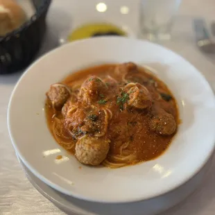 Meatballs with Marinara and Angel hair