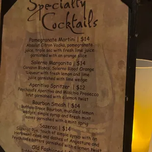menu