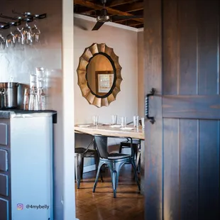 a dining room and kitchen