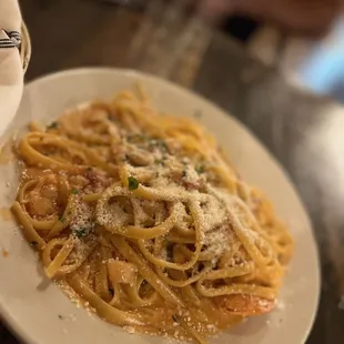 Fettuccine Gamberi e Pancetta