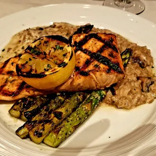 Salmon wild mushroom risotto