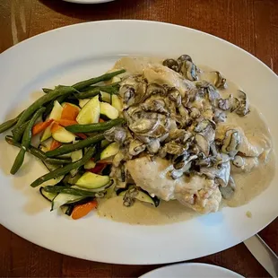 Pollo Valdostana with sautéed vegetables