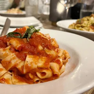 Simple marinara sauce on pappardelle
