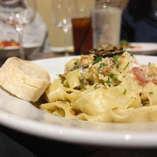 Carbonara on pappardelle