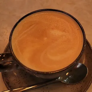 a cup of coffee on a saucer