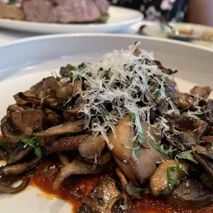 Roasted Wild Mushrooms, Tomato Sugo &amp; Parmigiano