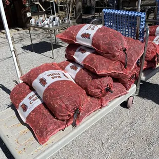a cart of ground beef
