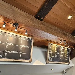 menus on the wall