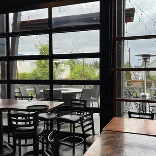 tables and chairs in a restaurant