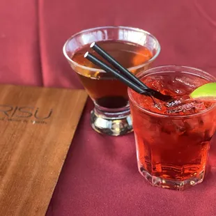 Grey goose and cranberry Bullet Rye Manhattan