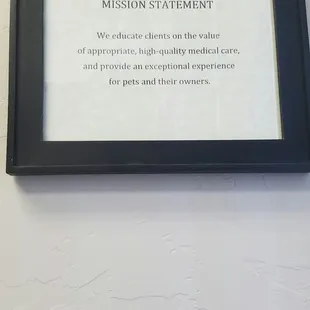 Mission statement on their walls