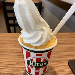 Tropical ice topped with vanilla custard