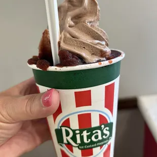 My Gelati had chocolate Frozen Custard and cherry Italian Ice. Sooo gooood! (Large)