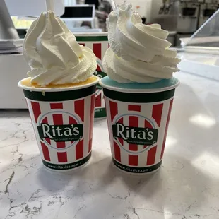Gelati. Mango and cotton candy with vanilla custard.