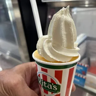 The Gelati made with vanilla custard and mango Italian Ice (small).