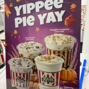 an advertisement for a pie yay